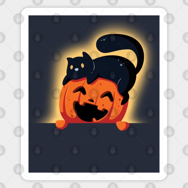Cute Cat Jack O'Lantern Happy Halloween Magnet by skinnyrepublic
